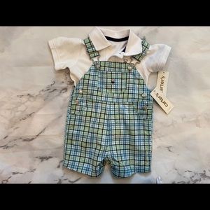 Boys Carters Plaid Overalls outfit
